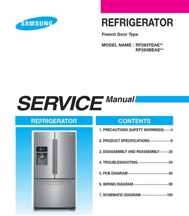 Samsung RF263TEAESG RF263TEAESR Refrigerator Service Manual
