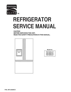 Kenmore 74092 / 74093 / 74099 Elite Refrigerator Service Manual (PDF Download)