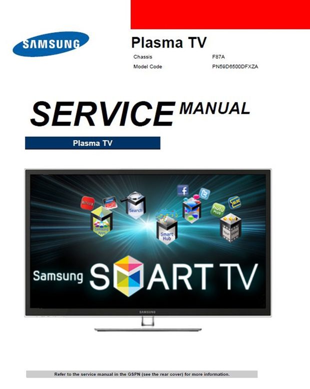 Samsung PN59D6500 PN59D6500DF PN59D6500DFXZA Plasma TV Service Manual