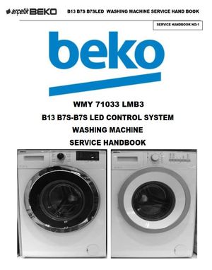 Beko WMY 71033 LMB3 Washing Machine Service Manual