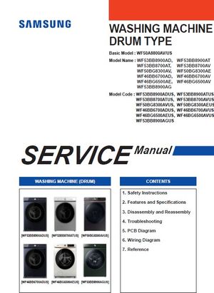 Samsung WF50BG8300AVUS WF50BG8300AEUS Washer Service Manual and Repair Guide
