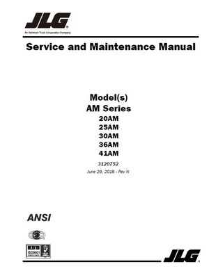 JLG 20AM 25AM 30AM 36AM 41AM Vertical Lift Service Manual