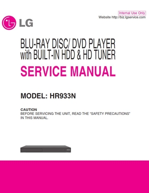 LG HR933N Blu Ray DVD HDD Player Service Repair Manual 