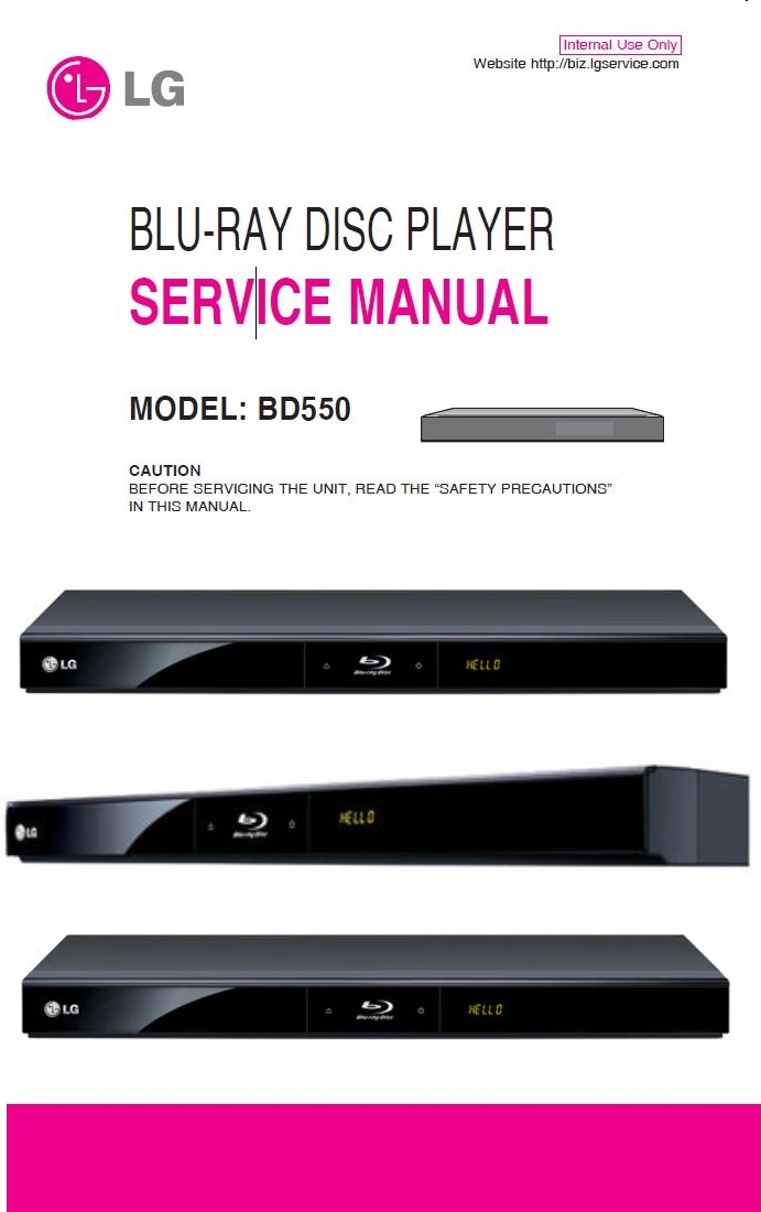 LG BD550 Blu Ray Player Service Repair Manual
