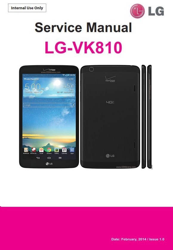 LG G Pad VK810 Tablet Service Manual and Repair Instructions
