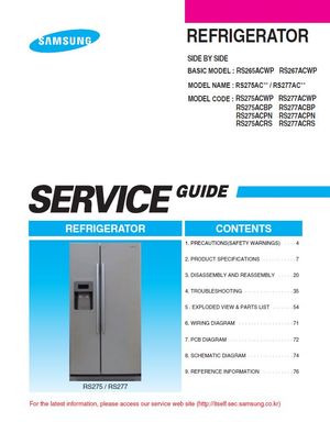 Samsung RS275ACWP RS275ACRS RS275ACPN RS275ACBP Service Manual