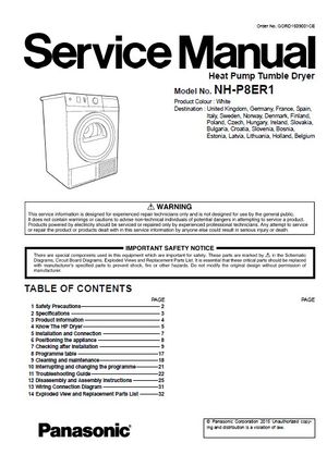 Panasonic NH P8ER1 Tumble Dryer Service Manual