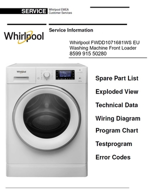 Whirlpool FWDD1071681WS EU Washing Machine Service Manual and Technicians Guide