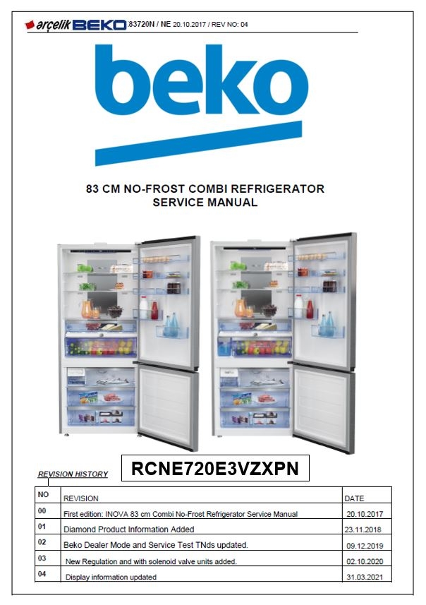 Beko RCNE720E3VZXPN Refrigerator Service Manual