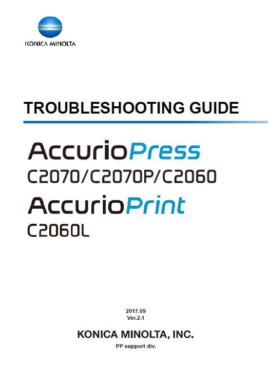 Konica Minolta AccurioPress C2060 C2070 C2070P AccurioPrint C2060L Service Manual