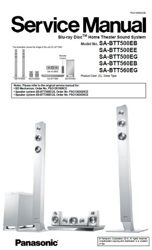 Panasonic SC BTT560 BTT560EB BTT560EG Blu Ray Home Theater System Service Manual