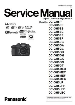 Panasonic Lumix DC GH5 Series Digital Camera Service Manual &amp; Repair Instructions