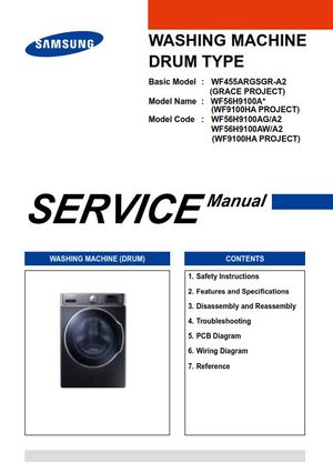 Samsung WF56H9100AG WF56H9100AW Washing Machine Service Manual and Repair Guide