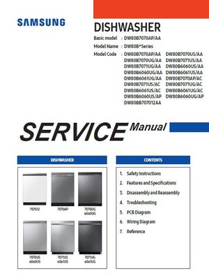 Samsung DW80B7070AP DW80B7070US DW80B7070UG Dishwasher Service Manual