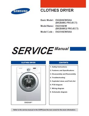 Samsung DV231AEW Dryer Service Manual