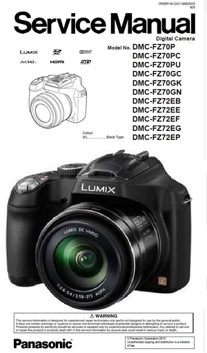 Panasonic Lumix DMC FZ70 FZ72 Digital Camera Service Manual