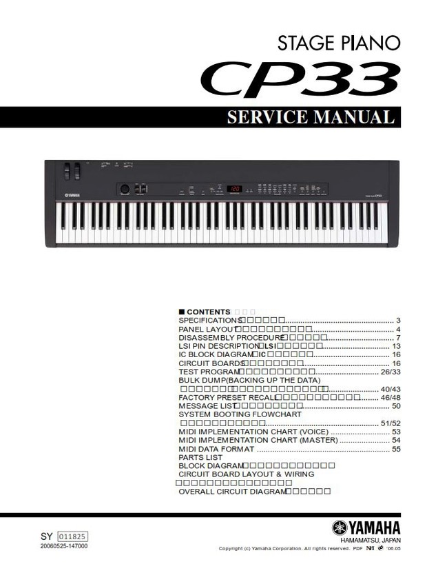 Yamaha CP33 Stage Piano Service Manual &amp; Repair Guide