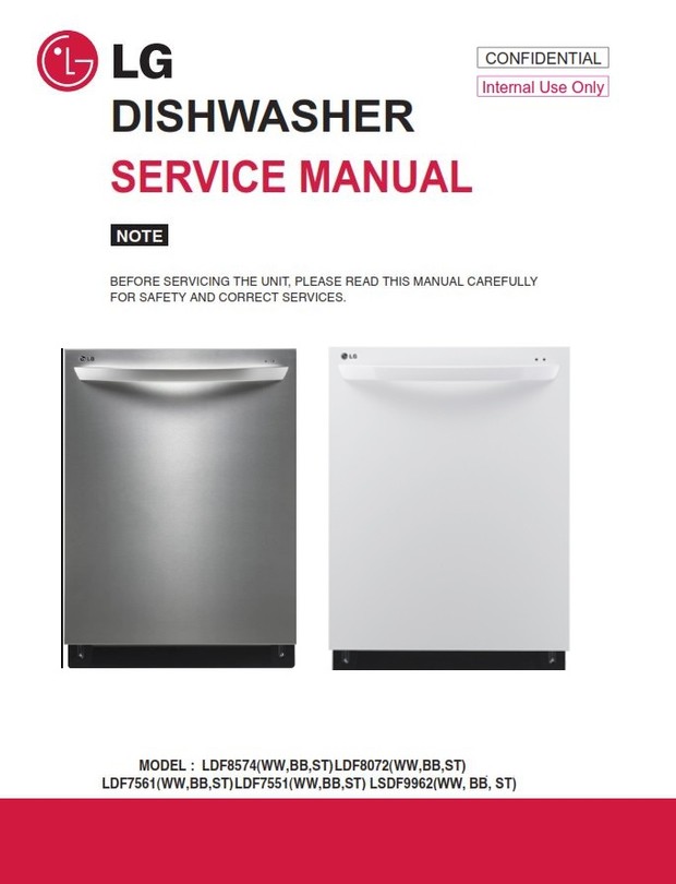 LG LDF8072ST LDF8574ST LDF7561ST LDF7551ST LDF7551WW Dishwasher Service Manual
