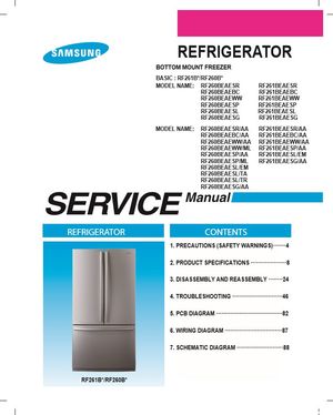 Samsung RF261BEAESG RF260BEAESG RF261BEAESL Service Manual and Repair Instructions