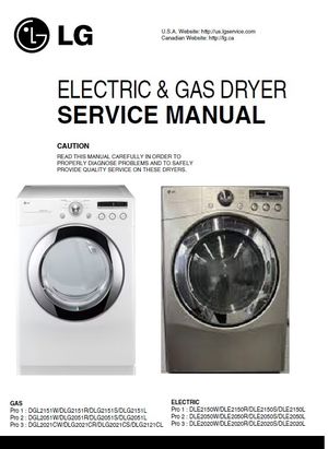 LG DLE2150W DLE2150R DLE2150S DLE2150L Dryer Service Manual