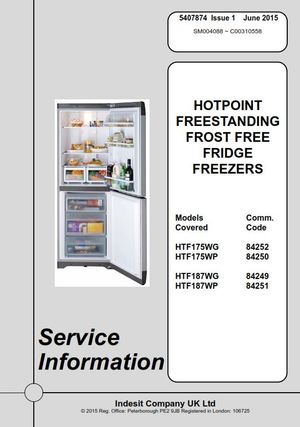 Hotpoint HTF175WG HTF175WP HTF187WG HTF187WP Refrigerator Service Manual
