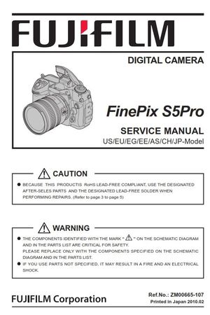FujiFilm FinePix S5Pro Digital SLR Camera Service Manual &amp; Repair Guide