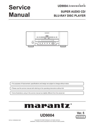 Marantz UD9004 Blu Ray Player Service Repair Manual 