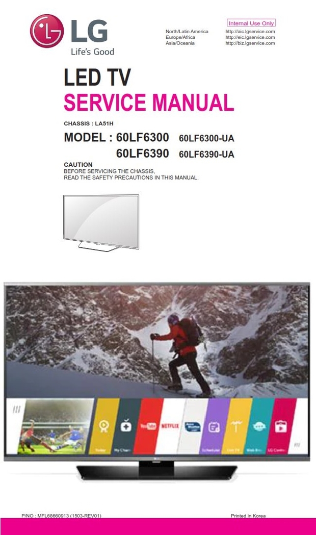 LG 60LF6300 60LF6390 Smart LED TV Service Manual &amp; Repair Guide + Schematics