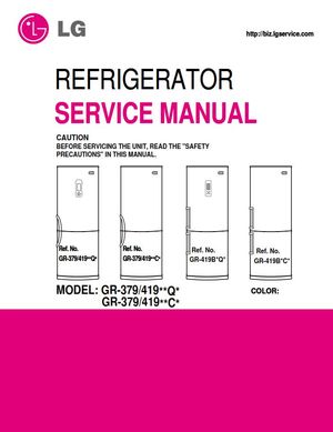 LG GR-419BSGA Refrigerator Service Manual &amp; Repair Guide (PDF Download)