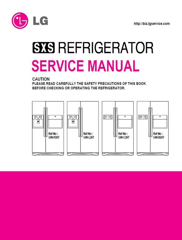 LG GWL207FSQA Side-by-Side Refrigerator Service Manual and Repair Guide
