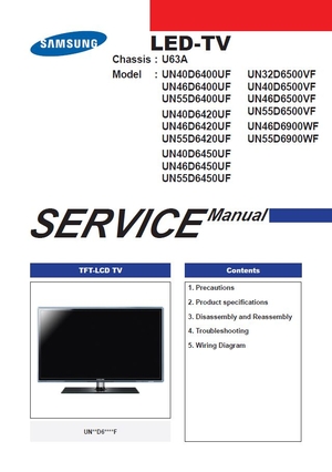 Samsung UN32D6500VF UN40D6500VF UN46D6500VF UN55D6500VF LED TV Service Manual