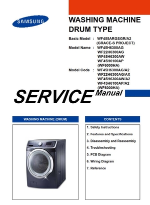 Samsung WF45H6300AG WF22H6300AG WF45H6300AW WF45H6100AP Washer Service Manual 