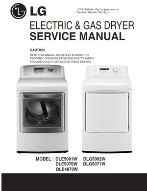 LG DLE5001W DLG5002W DLE5070W DLG5071W DLE4870W Dryer Service Manual
