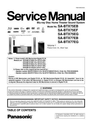Panasonic SC BTX75 BTX77 home theater system service manual