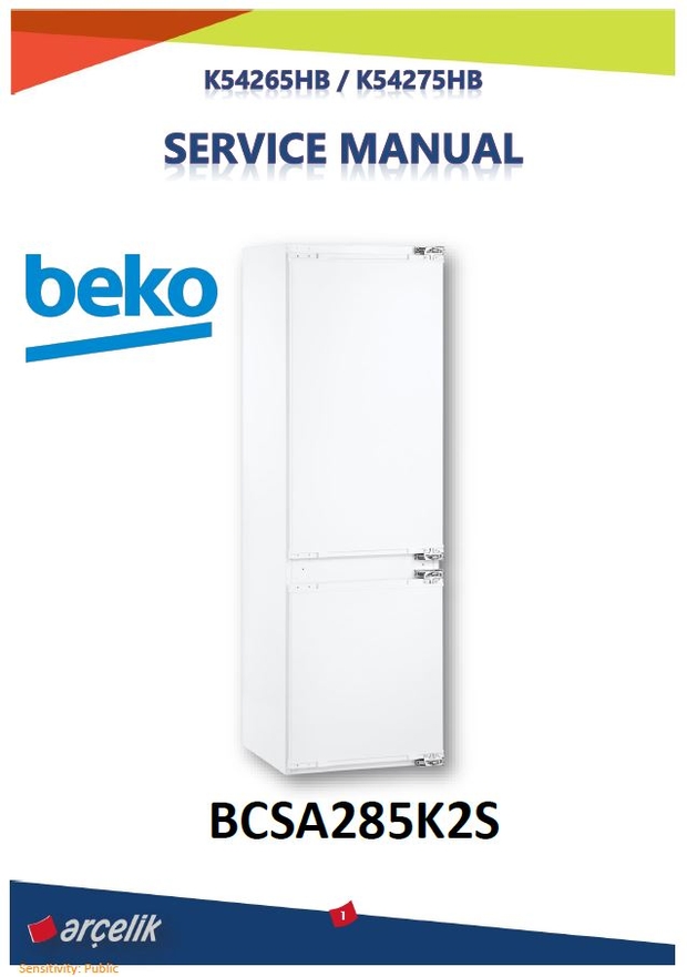 Beko BCSA285K2S Refrigerator Service Manual