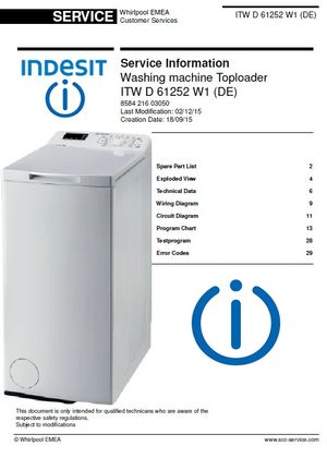 Indesit ITW D 61252 W1 (DE) Washing Machine Service Manual