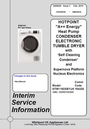 Hotpoint NT M11 92XBY UK Dryer Service Manual