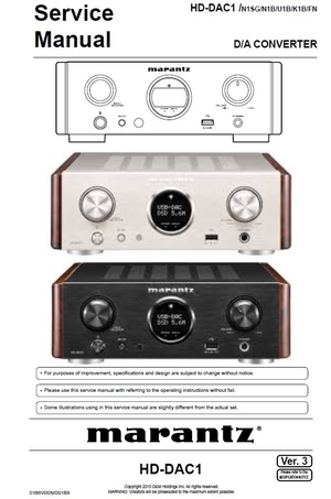 Marantz HD-DAC1 HD Headphone Amp Service Manual and Repair Guide