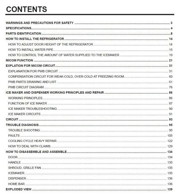 LG GWL207FSQA Side-by-Side Refrigerator Service Manual and Repair Guide