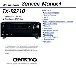 Onkyo TX RZ710 AV Receiver Service Manual and Repair Guide