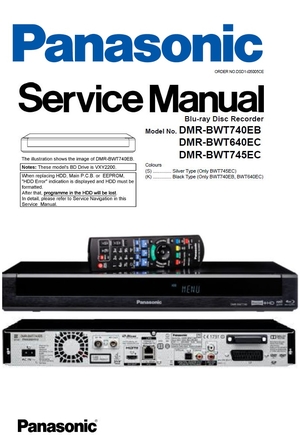 Panasonic DMR BWT740EB BWT640EC BWT745EC Blu Ray Recorder Service Manual