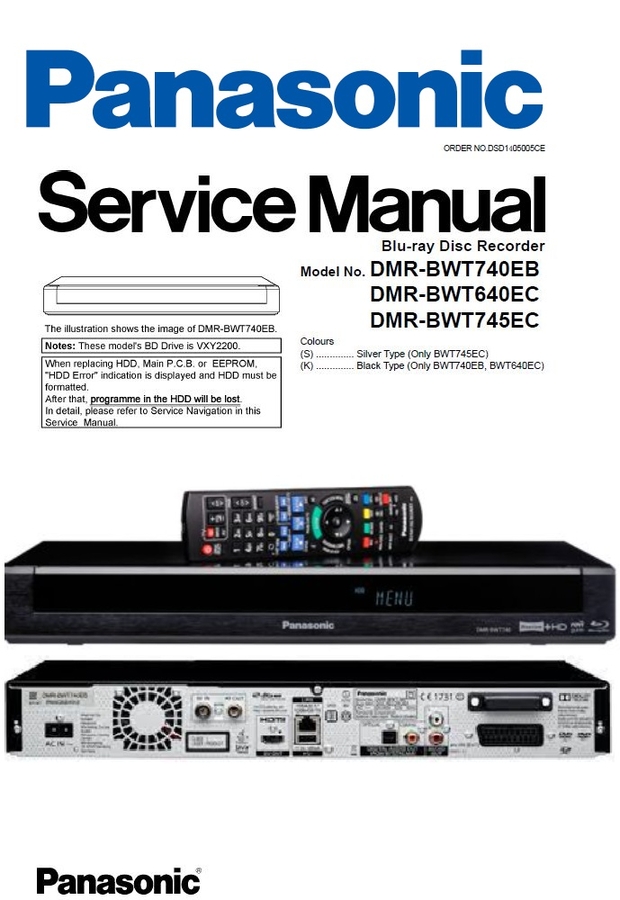 Panasonic DMR BWT740EB BWT640EC BWT745EC Blu Ray Recorder Service Manual
