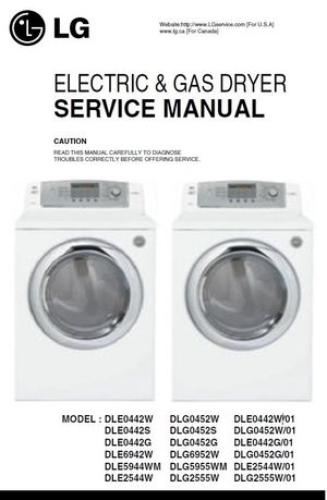 LG DLG0452W DLG0452S DLG0452G Dryer Service Manual
