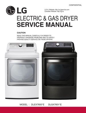 LG DLEX7600WE DLEX7600KE DLGX7601WE DLGX7601KE Dryer Service Manual