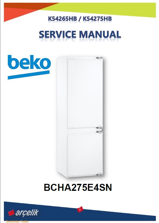 Beko BCHA275E4SN Refrigerator Service Manual