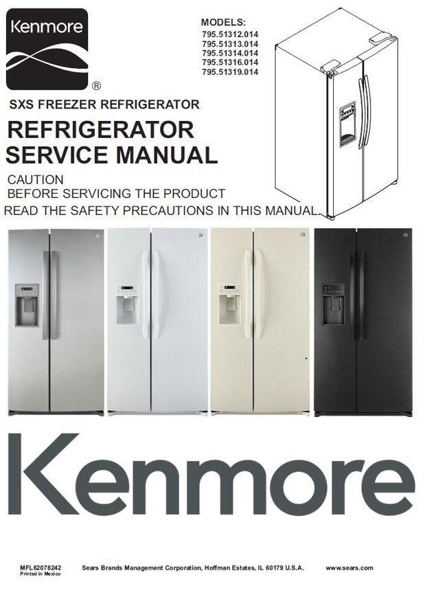 Kenmore 795 51312 51313 51314 51316 51319 (014 models) Refrigerator Service Manual