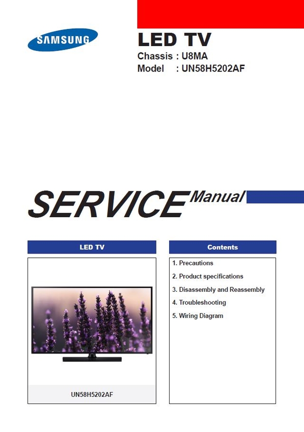 Samsung UN58H5202 UN58H5202AF UN58H5202AFXZA Smart TV Service Manual