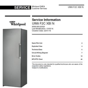 Whirlpool UW8 F2C XBI N Freezer Service Manual &amp; Technicians Guide