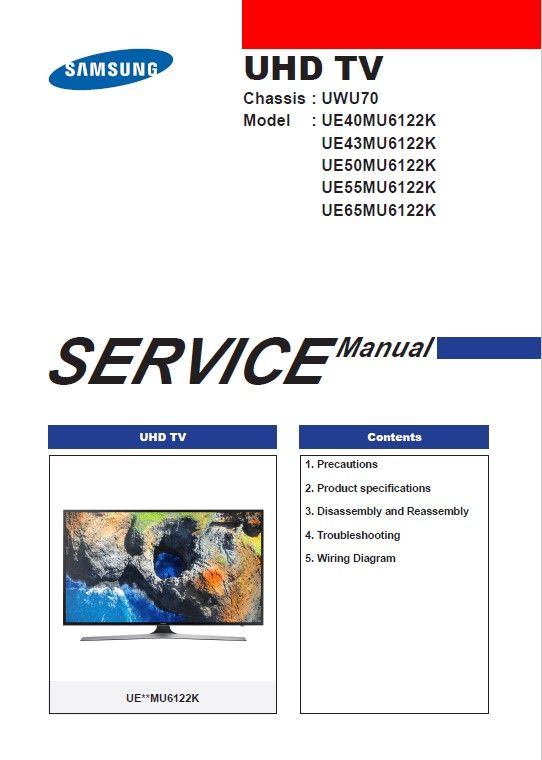 Samsung UE40MU6122K UE43MU6122K UE50MU6122K UE55MU6122K UE65MU6122K Service Manual