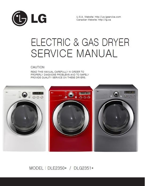 LG DLG2351 DLE2350 Dryer Service Manual